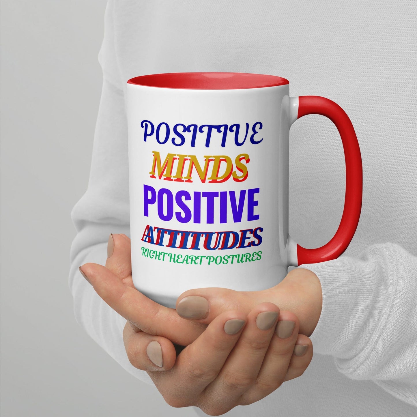 Upgrade your morning coffee routine with our Positive Minds Positive Attitudes Mugs Collection. Each mug features a unique design aimed to inspire and motivate you. Start your day with a positive mindset and attitude with these one-of-a-kind mugs.
• Ceramic
• 15 oz mug dimensions: 4.69″ (11.9 cm) in height, 3.35″ (8.5 cm) in diameter
• Colored rim, inside, and handle
• Dishwasher and microwave safe
This product is made especially for you as soon as you place an order, which is why it takes us a bit longer
